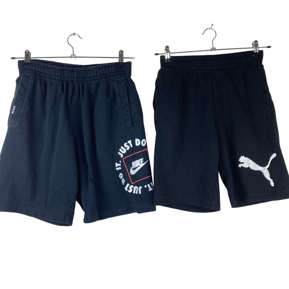 Nike Puma Shorts Bundle‎ Mens Small Black Just Do It Graphic Sweatshorts